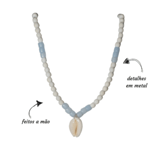 Colar Buzios Branco e Azul (unidade)